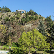 SANDANSKI, BULGARIA - APRIL 4, 2018: Spring view of lake in park St. Vrach in town of Sandanski, Bulgaria