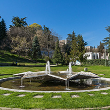 SANDANSKI, BULGARIA - APRIL 4, 2018: Spring view of Park St. Vrach in town of Sandanski, Bulgaria