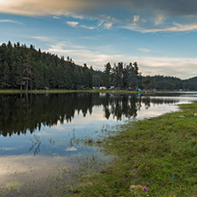 Amazing Sunset Landscape of Shiroka polyana (Wide meadow) Reservoir, Pazardzhik Region, Bulgaria