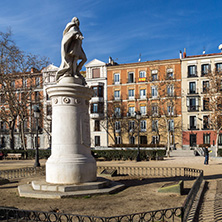 MADRID, SPAIN - JANUARY 24, 2018: Gardens of the Plaza Villa de Paris in City of Madrid, Spain