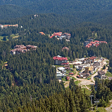 Summer landscape of Rhodope Mountains from Snezhanka tower near ski resort Pamporovo, Smolyan Region, Bulgaria