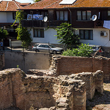 NESSEBAR, BULGARIA - AUGUST 12, 2018: Early Byzantine thermae in old town of Nessebar, Burgas Region, Bulgaria