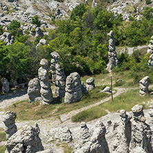 Landscape with rock formation The Stone Dolls of Kuklica near town of Kratovo, Republic of Macedonia