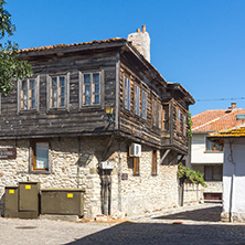 NESSEBAR, BULGARIA - AUGUST 12, 2018: Typical Street in old town of Nessebar, Burgas Region, Bulgaria