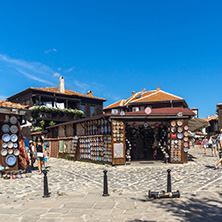 NESSEBAR, BULGARIA - AUGUST 12, 2018: Typical Street in old town of Nessebar, Burgas Region, Bulgaria