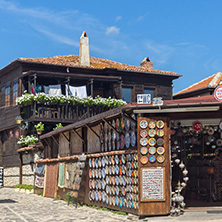 NESSEBAR, BULGARIA - AUGUST 12, 2018: Typical Street in old town of Nessebar, Burgas Region, Bulgaria