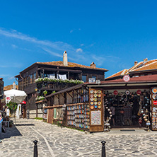 NESSEBAR, BULGARIA - AUGUST 12, 2018: Typical Street in old town of Nessebar, Burgas Region, Bulgaria