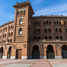 MADRID, SPAIN - JANUARY 24, 2018:  Las Ventas Bullring (Plaza de Toros de Las Ventas) situated at Plaza de torros in City of Madrid, Spain