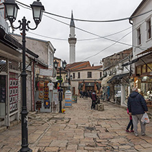 SKOPJE, REPUBLIC OF MACEDONIA - FEBRUARY 24, 2018: Old Bazaar (Old Market) in city of Skopje, Republic of Macedonia