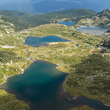 Summer view of The Twin, The Trefoil The Fish and The Lower Lakes, Rila Mountain, The Seven Rila Lakes, Bulgaria