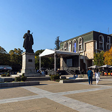 BLAGOEVGRAD, BULGARIA - OCTOBER 6, 2018: Gotse Delchev monument at The Center of town of Blagoevgrad, Bulgaria